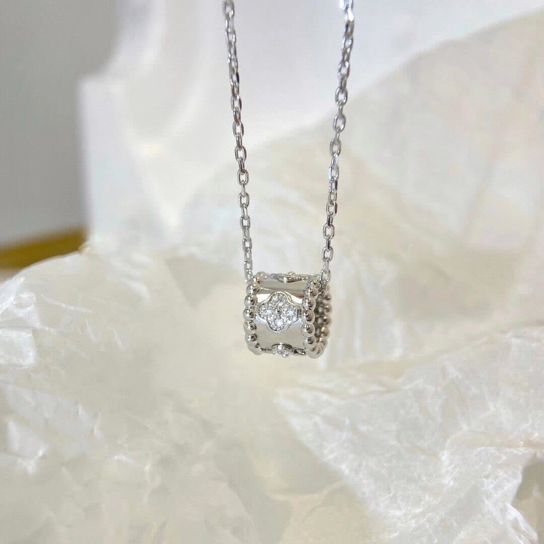 Van Cleef & Arpels Elegant Silver Diamond Pendant Necklace